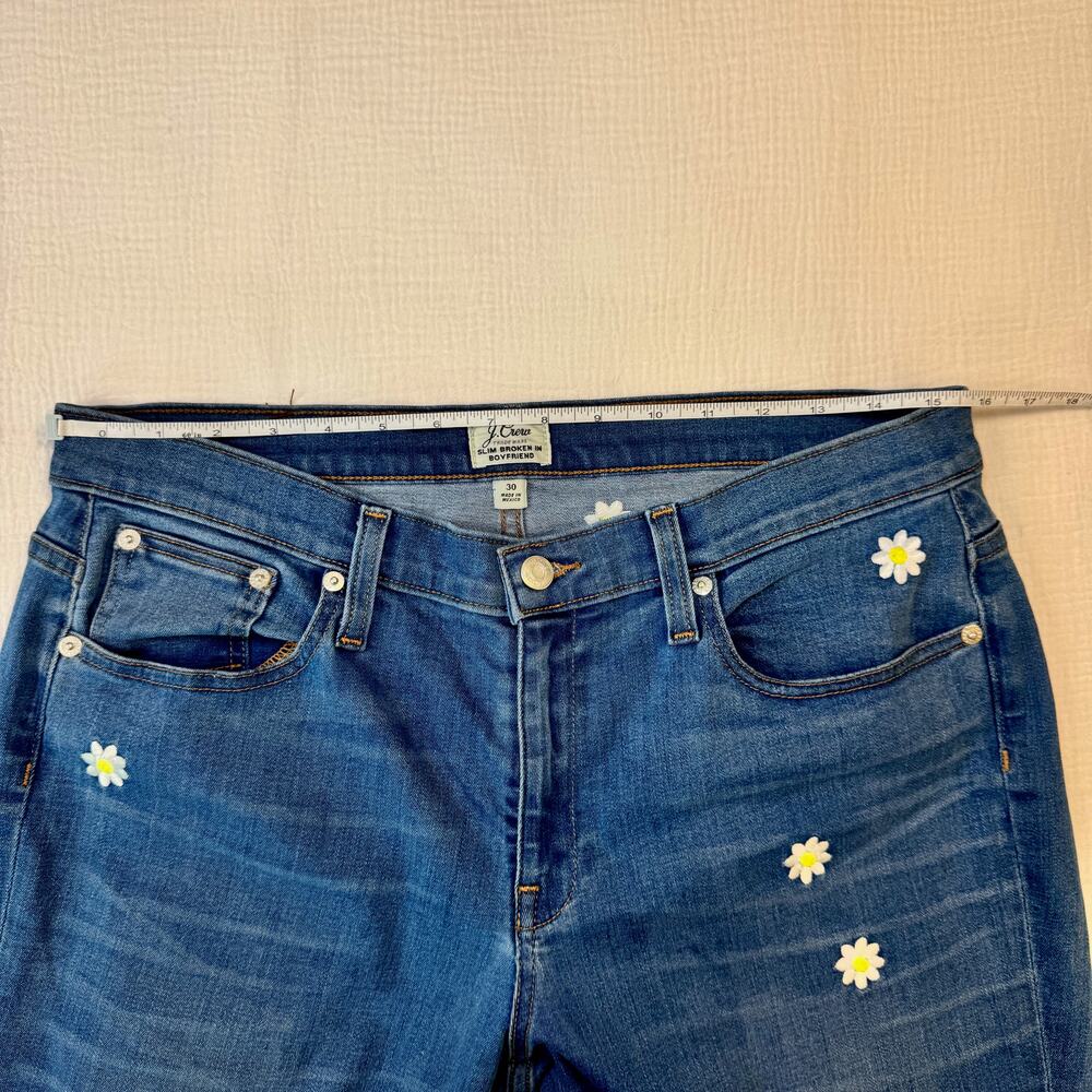 J.Crew Embroidered Boyfriend Jeans Women's 30 Daisy Floral Cottagecore Spring - Picture 7 of 16